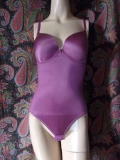 VTG Flexees Purple Liquid Satin Firm Bra Top Girdle Corset Slimmer Panty 34D