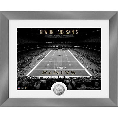 NFL Highland Mint New Orleans Saints Art Deco Stadium Silver Coin Bild 40x33cm