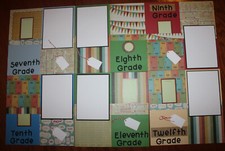 School scrapbook pages handmade set of six pgs each 12 x 12 7th thru 12th grade