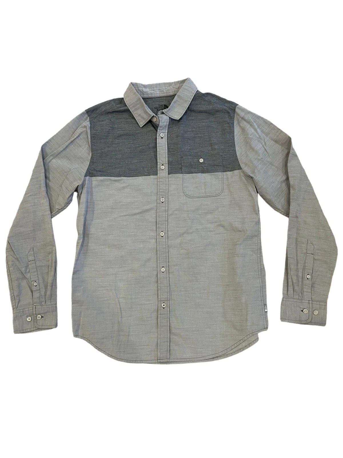 The North Face Button-Down Shirt, Men’s L Gray Long-Sleeve Outdoor Hiking Casual