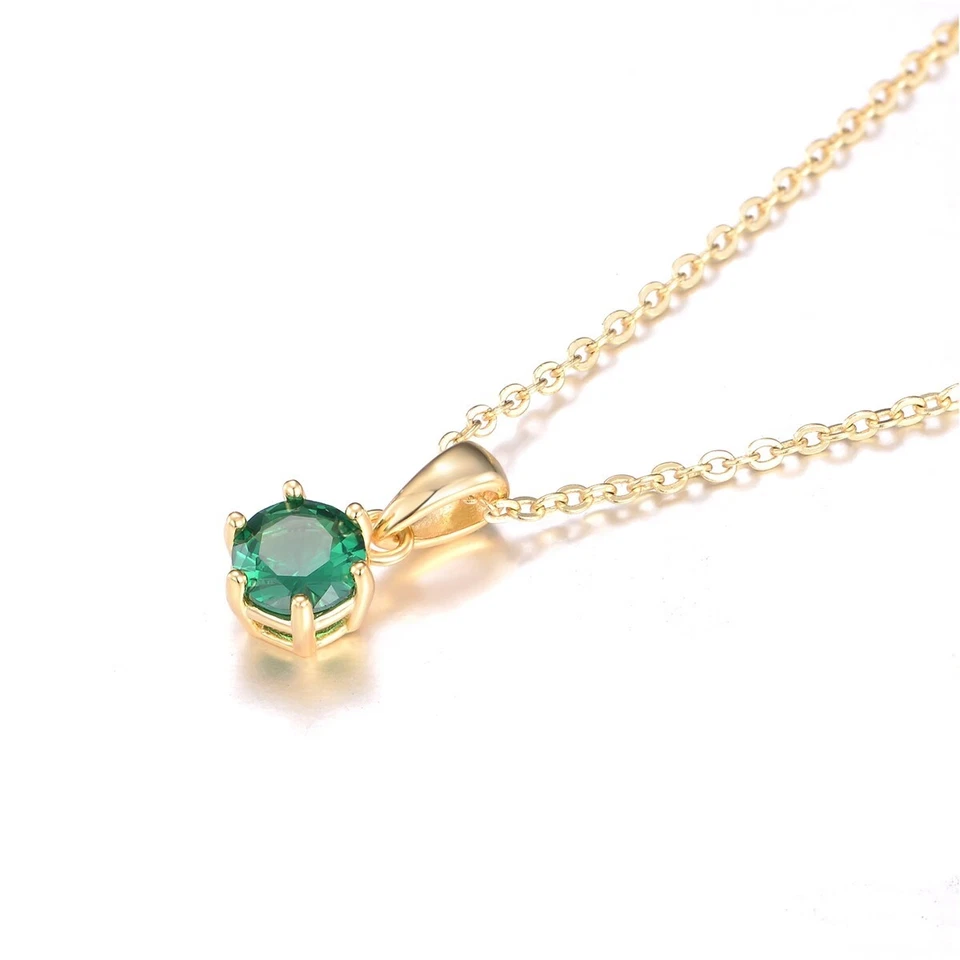 Ladies 9 Carat Gold on Sterling 925 Silver 0.5 Carat Emerald Pendant Necklace — 第 2/4 张图片
