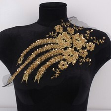 1x Shiny Sequin Beaded Applique Patch Evening Wedding Dress DIY Costume Trim Sew