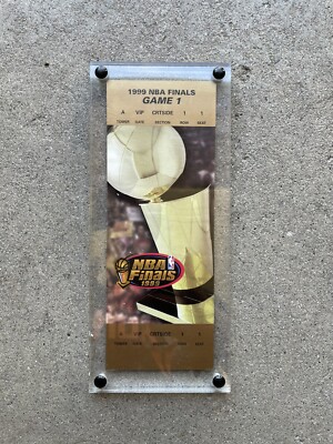 1999 NBA FINALS BASKETBALL GAME 1 VIP TICKET IN CASE SPURS VS