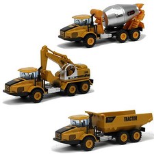 Baustellen Set 3 LKW Fahrzeuge Kipper Bagger Zementmischer Truck Modellauto