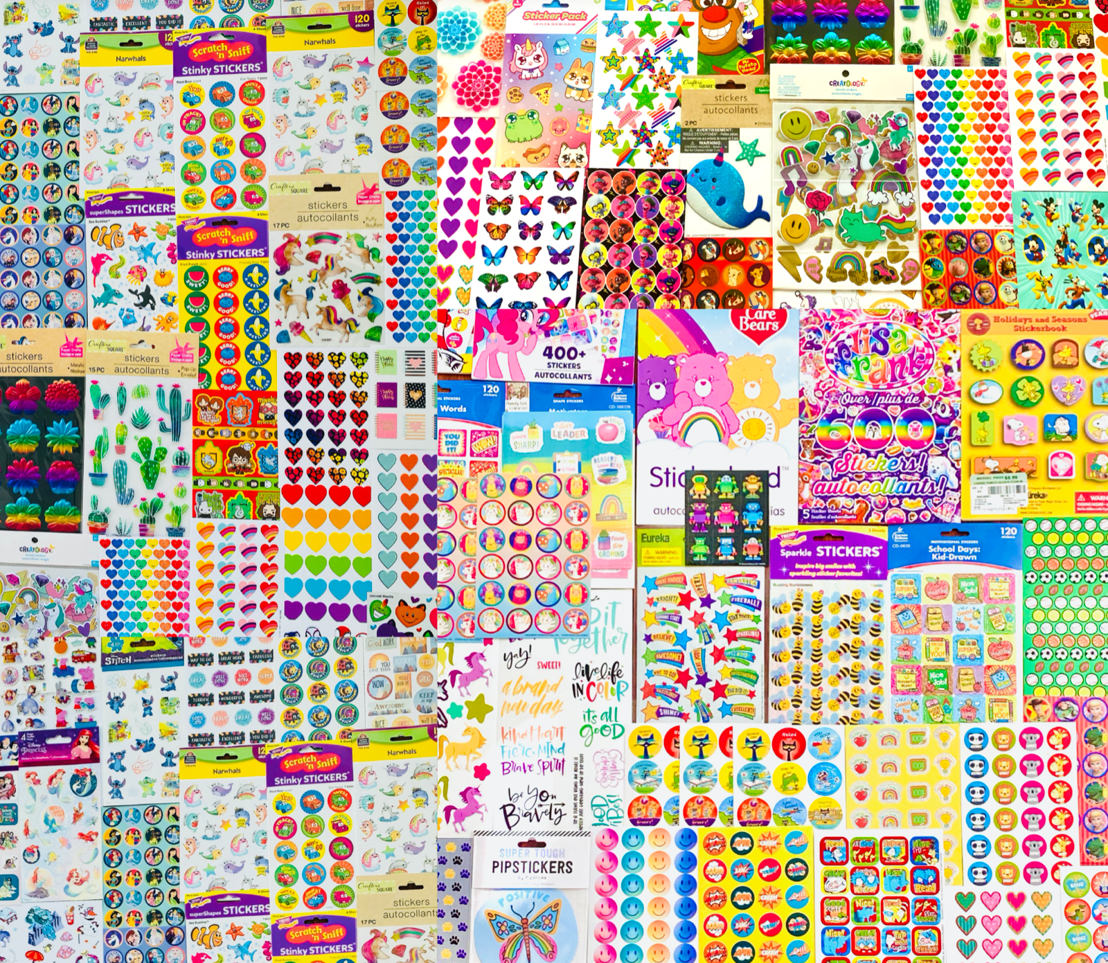 WHOLESALE 738 Stickers for Kids GLITTER Metallic, Glossy, Decorative Craft Pack