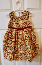 Abito natalizio Monnalisa Bebe velluto stampa animalier nuovo con etichette $125 taglia 12 mesi Italia 