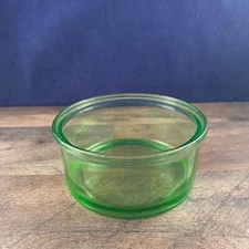 Vintage Hazel Atlas, Green Glass, Round Refrigerator Dish, 5.75" x 2.75"
