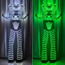 LED Lighting Performance Props Stilt Suit Costume Outfits Kits With Helmet Bar