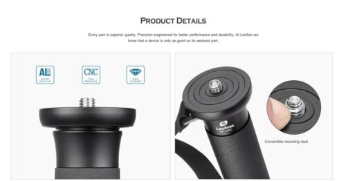 Leofoto MP-366C+VH-10S CF Monopod with VH-10S Two Way Tilt Head - Picture 3 of 12
