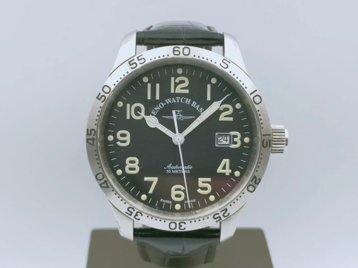 Authentic Zeno Watch Basel Men Black Auto 41.5mm Military Style