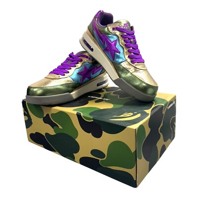 BAPE STA 即完カラー A Bathing Ape BAPE Roadsta Metallic Green Purple Size 9.5