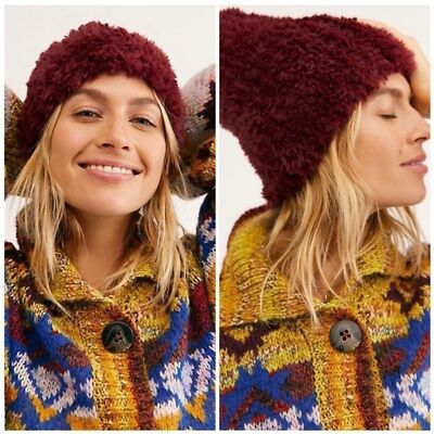 NIP Free People Head In the Clouds Beanie in Wine OS | eBay display picture 1