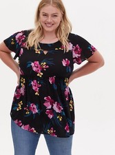 Torrid Babydoll Gauze Keyhole Front Tunic Top Womens Plus Size 2X Floral BOHO
