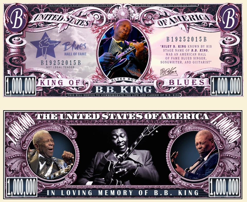 BB King Million Dollar Bill Play Funny Money Novelty Note with FREE SLEEVE