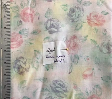 Watercolor Roses Linen Weave Fabric 2 Yards