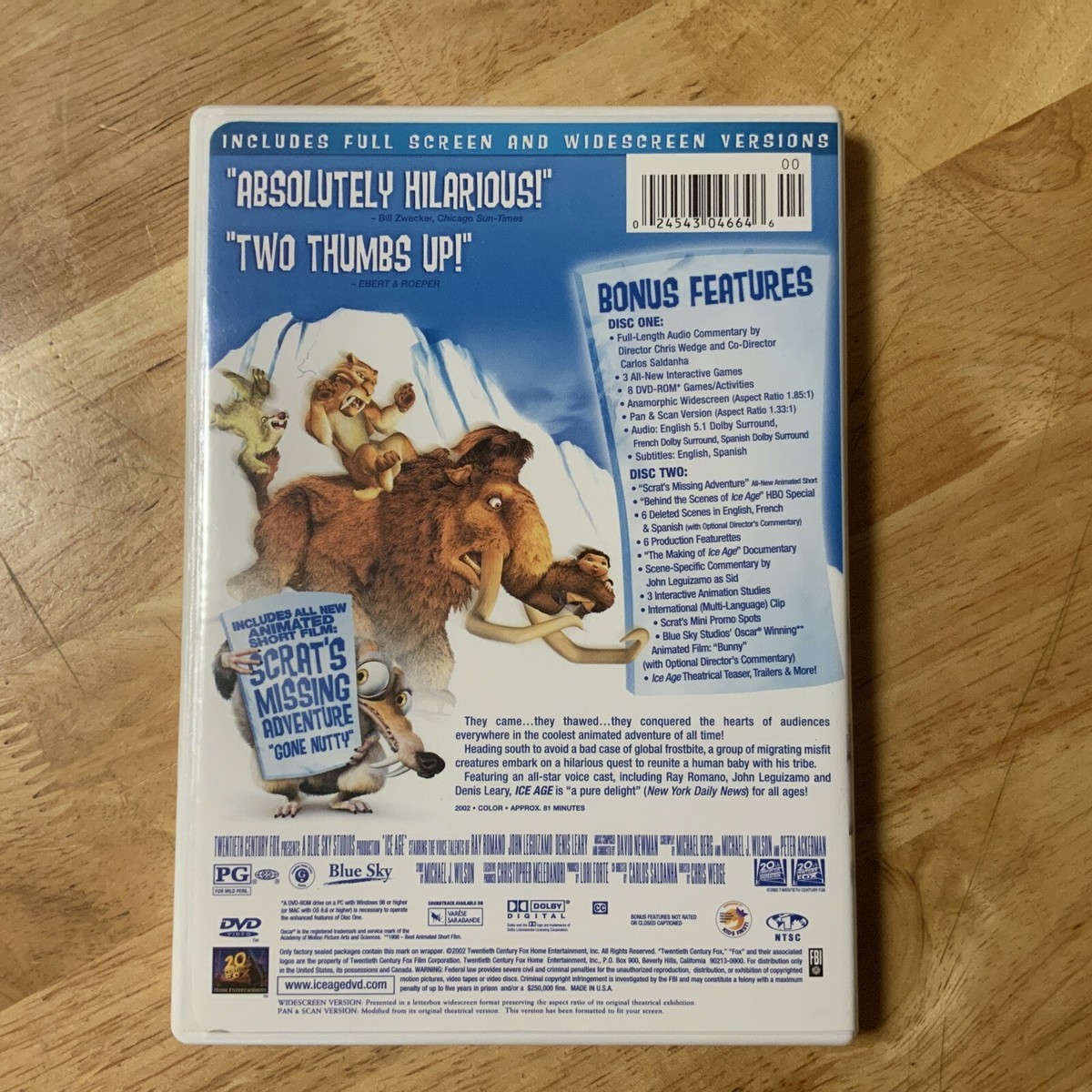 Ice Age (DVD, 2002, 2-Disc Set, Includes Full Frame and Widescreen