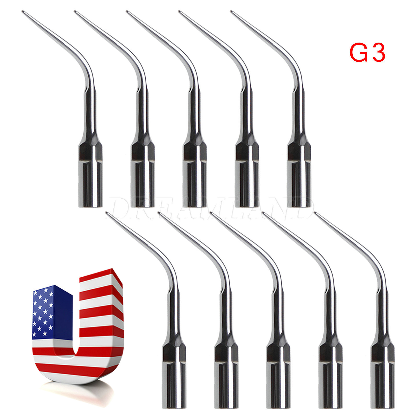 10pcs Dental Ultrasonic Scaler Tips G3 Piezo Scaling fit EMS Long Tip