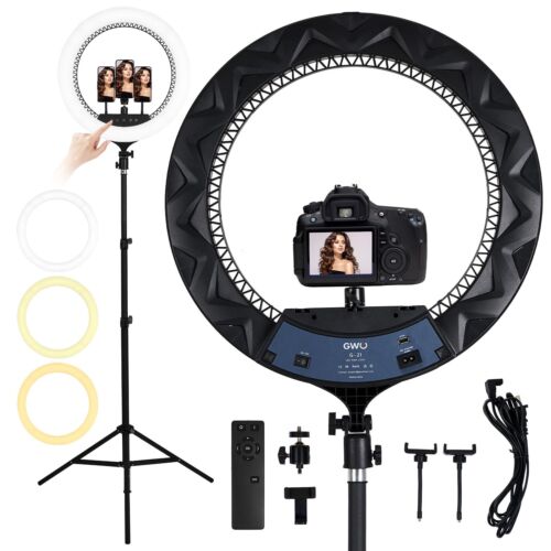 21 inch LED Ring Light with Tripod Stand 6000K Dimmable Makeup Selfie Light w...