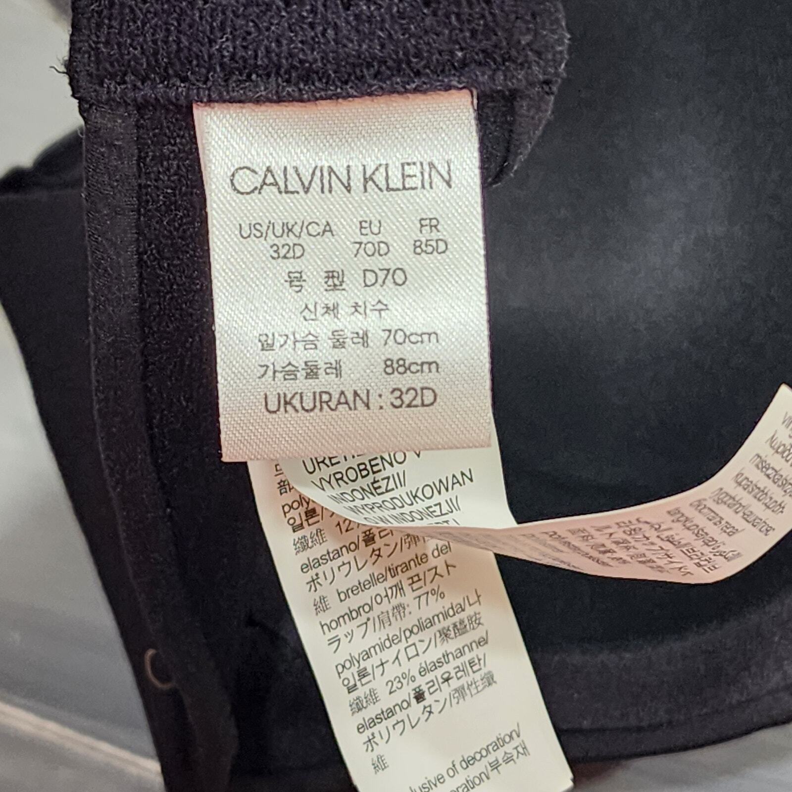 Calvin Klein Strapless Bra 32D Black Lightly Lined Constant QF5528 thumbnail 9