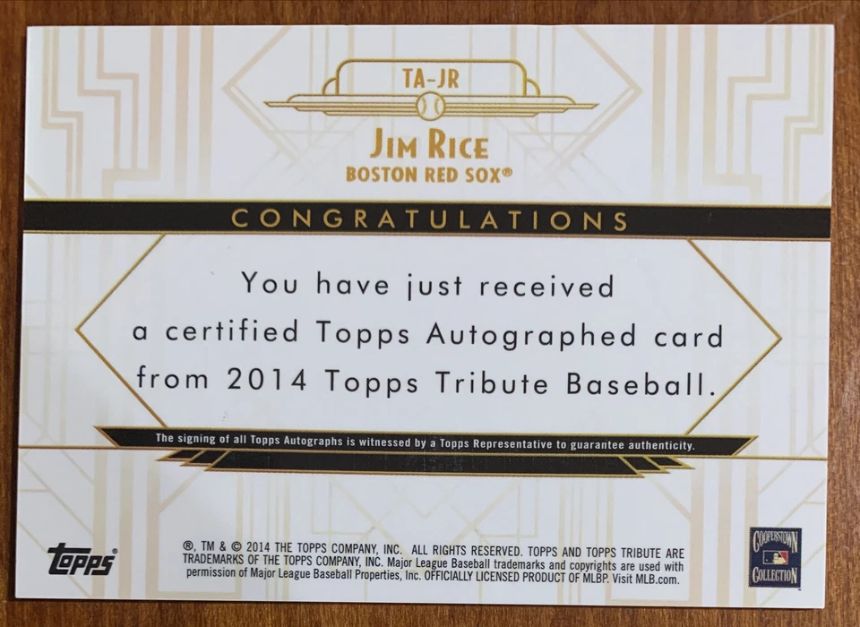 Jim RICE🔥2014 Topps Tribute Certified On-Card AUTO #TA-JR 32/45 NM Red Sox HOF - Image 2 of 2