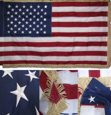 Stock Flagge 3X5 Bestickt US USA American 220-D Flagge 3'x5' Innen Stange Ärmel Gold Lego Flaggen
