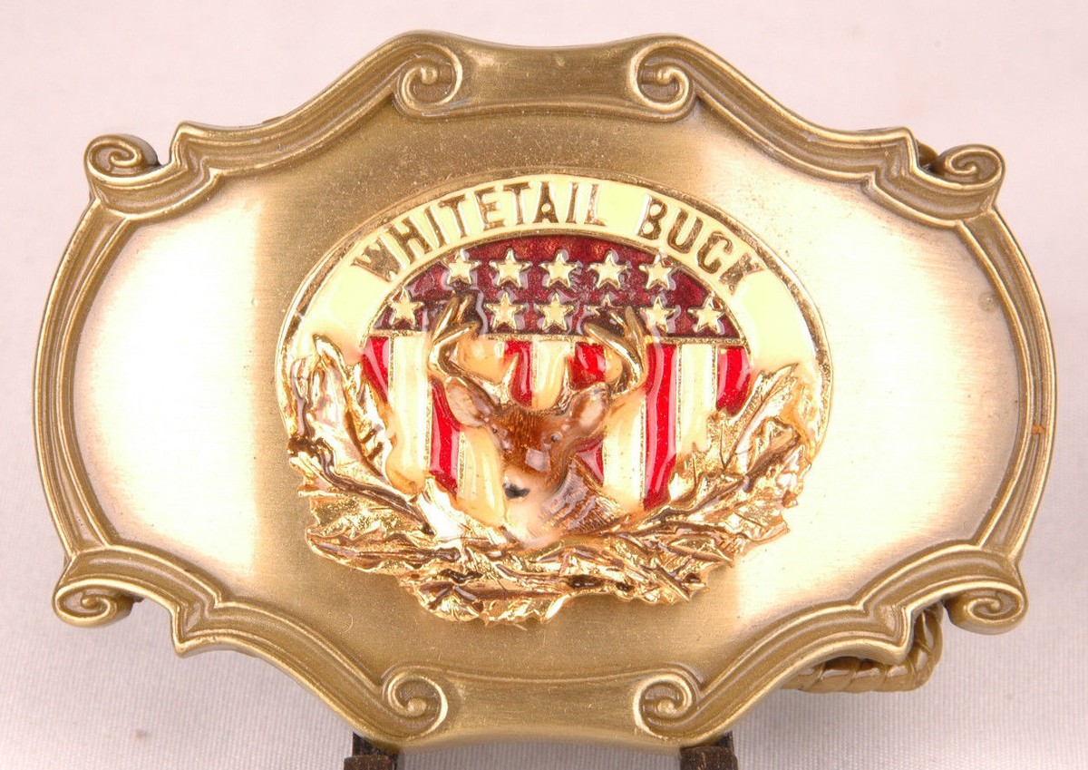 RAINTREE Brass Belt Buckle-WHITETAIL BUCK-1978-Stars