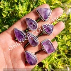 Amazing Amethyst Gemstone 925 Sterling Silver Plated Wholesale Fancy Rings Lot