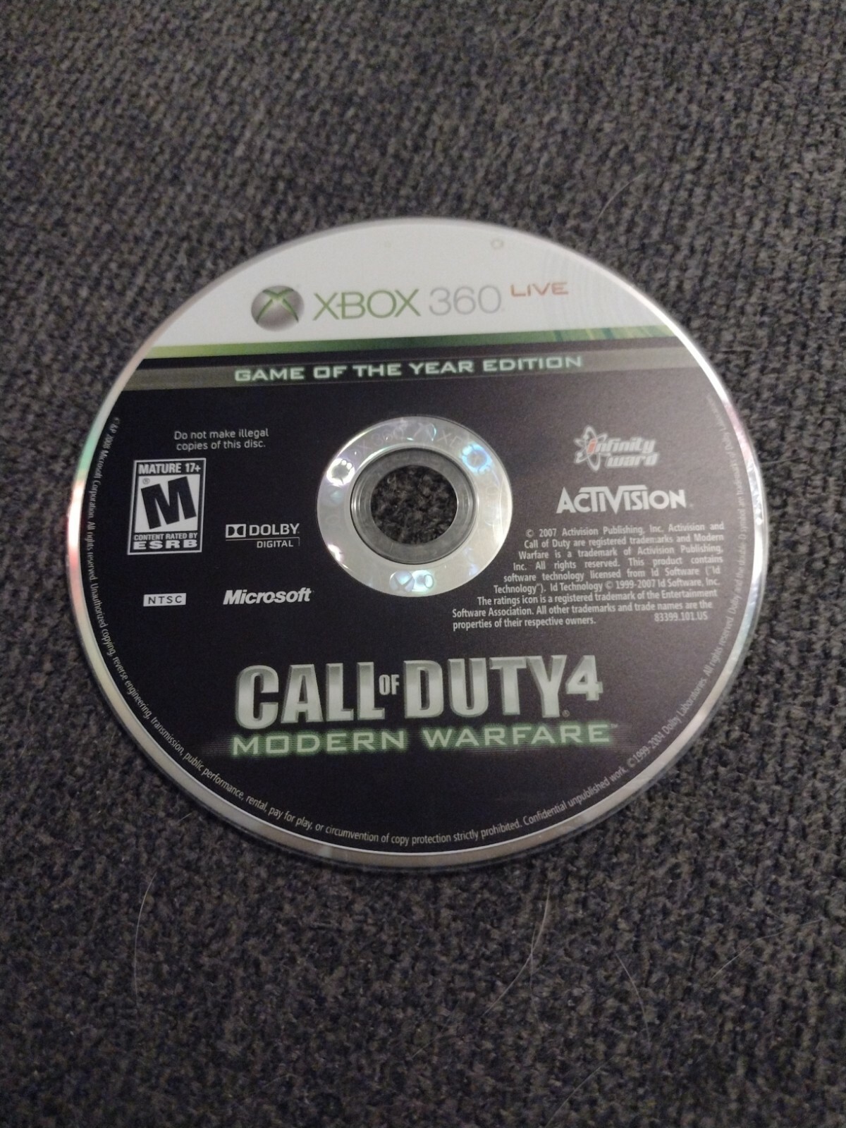 Call of Duty: 4 modern Warfare (Microsoft Xbox 360, Disc Only