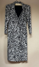 Lauren Ralph Lauren Womens 3/4 Sleeve Blue White Print Knit Wrap Dress Size 8