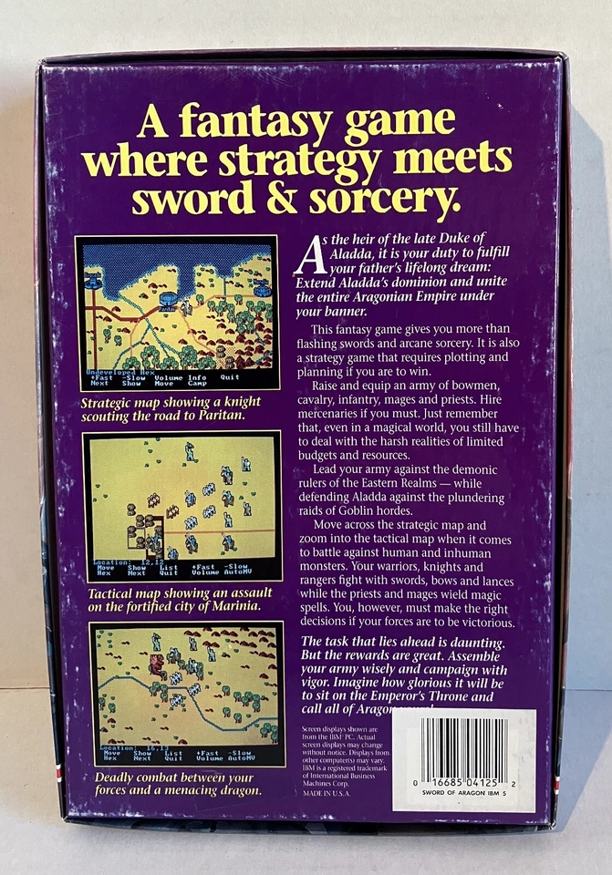 Sword of Aragon IBM PC SSI Strategy Game 5.25" Floppy w Poster Big Box 1989 - Image 3 of 4