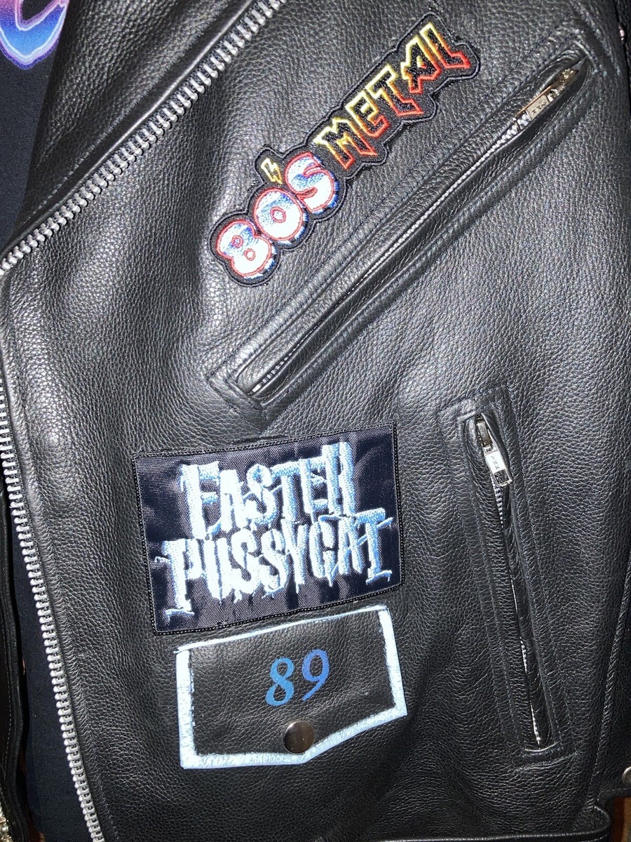 GENUINE LEATHER Vintage Men's Motorcycle Battle Jacket 80's Metal