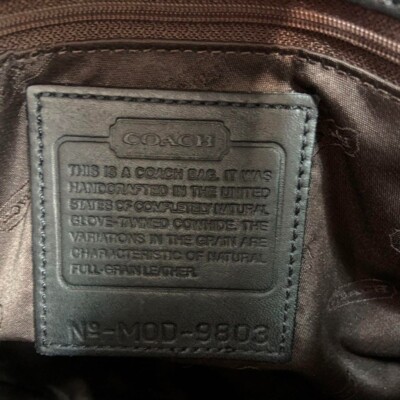 Vintage COACH 9803 Black Leather Tote Bag USA Made Grabtan Nickel