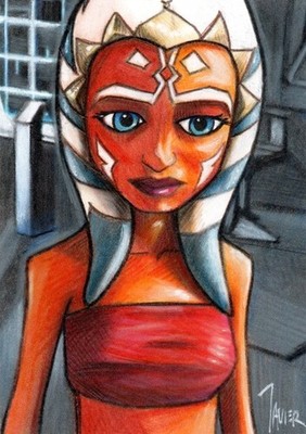 Star Wars AHSOKA TANO CLONE WARS SKETCH Card PRINT open edition 22