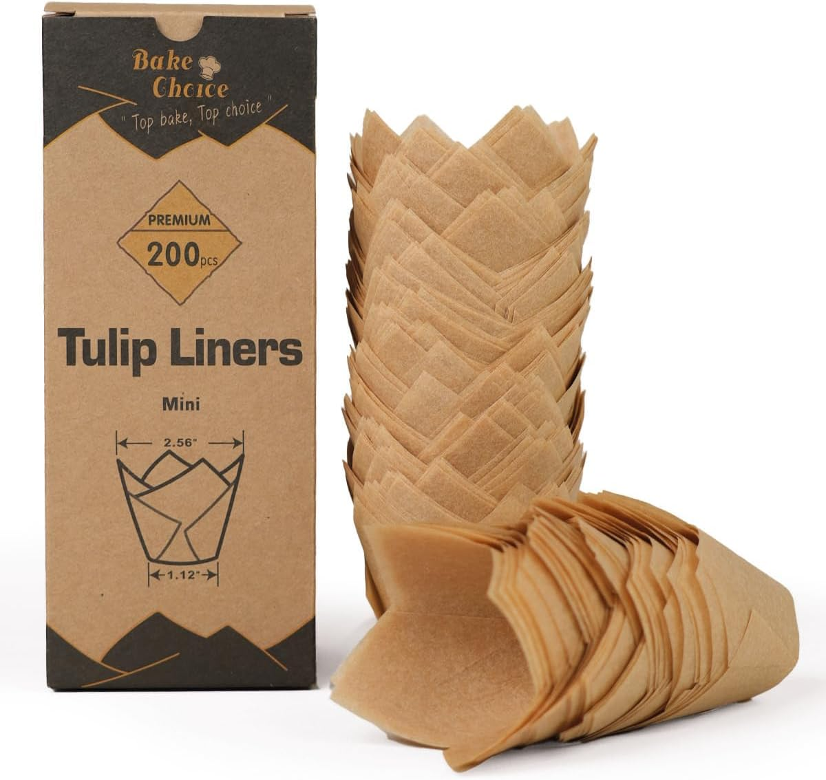 200Pcs Mini Tulip Muffin Cases Baking,Natural Parchment Cupcake Cases,Food Grade