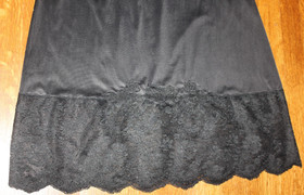 Vintage Vanity Fair Tricot Nylon black Full Slip Lace see through Detail trim 34