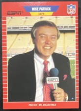 Pro Set Mike Patrick #7 Announcer Inserts 1989 NFL Football Trading Card
