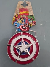 CAPTAIN AMERICA 3D SHIELD Enameled Metal 3" Belt Buckle Marvel Avengers NEW