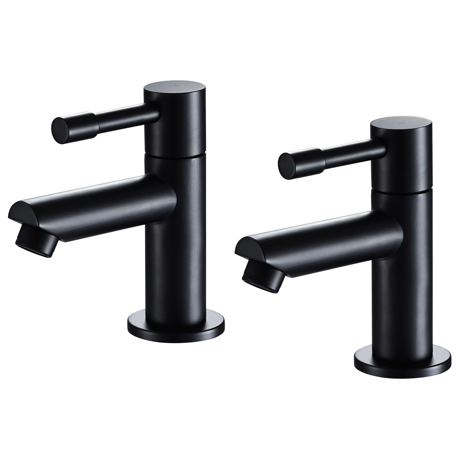 Wasserrhythm Basin Pillar Taps Pair Black Twin Bathroom Sink