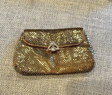 Whiting  Davis Gold Metal Mesh Coin Purse Clutch Snap Close Eveningwear