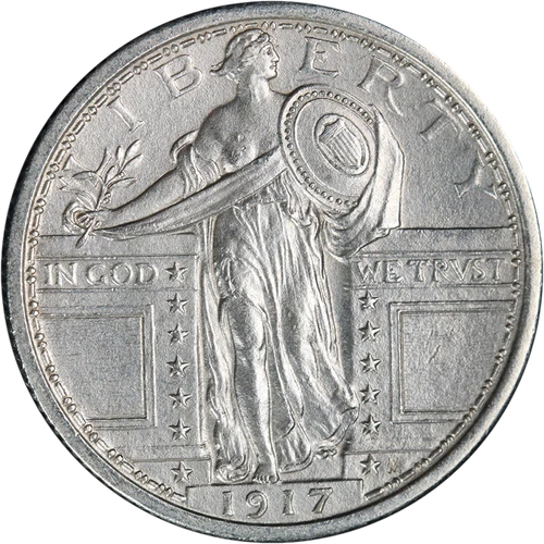 1917-P Type 1 Standing Liberty Quarter Full Head Nice BU Details Nice Eye App...