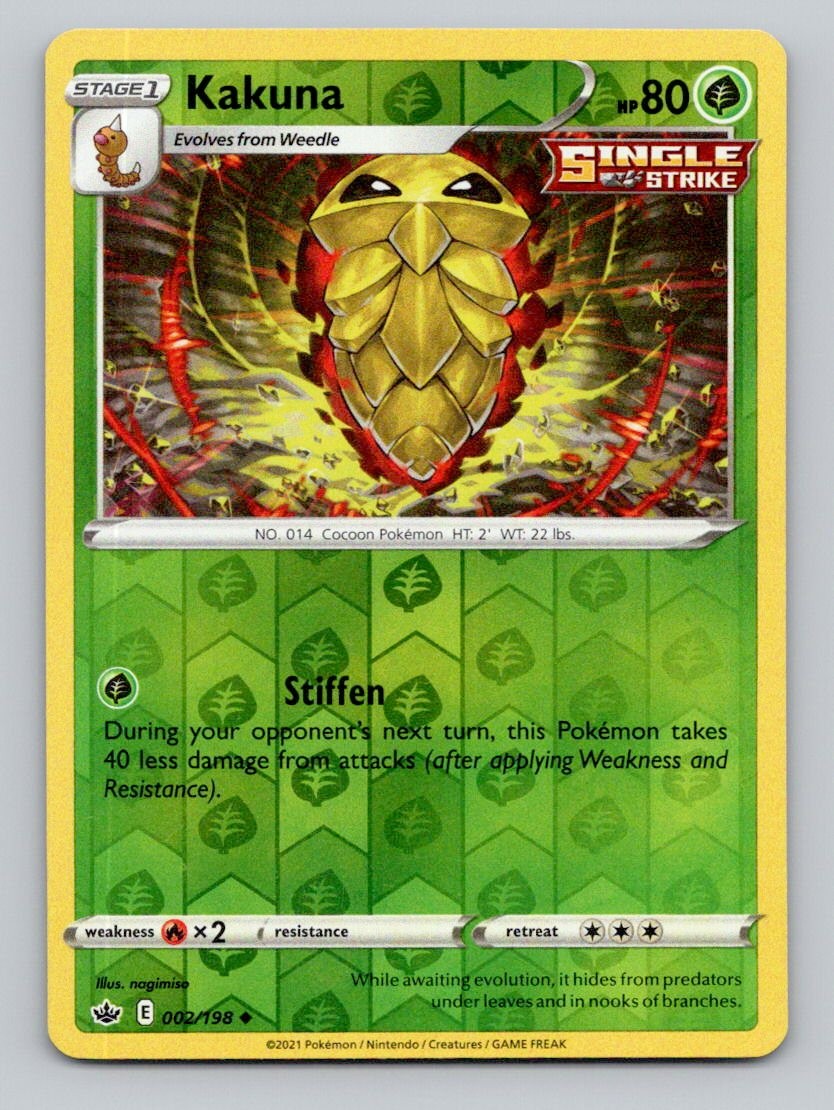Kakuna 002/198 Uncommon Chilling Reign Pokemon Reverse Holo Near Mint