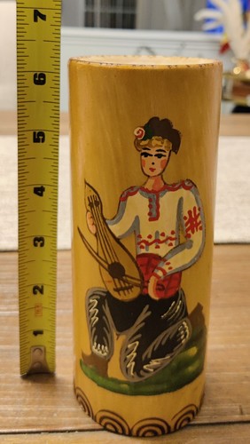 Vintage Wooden Souvenir Vase From Bulgaria