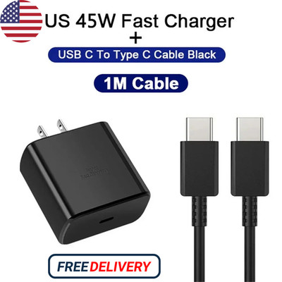 45W USB-C Super Fast Wall Charger 10FT Cable For Samsung Galaxy S25 S24 S23 S22