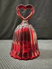 NOS 1989 FENTON Ruby Red Miniature Heart and Roses Bell 9763 RU 3.5 Cadmium Glow