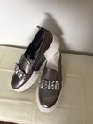Karl Lagerfeld Women’s Silver Leather Rhinestone Slip-On Loafer Flats 7 M — photo 2