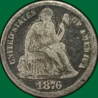 1876 Seated Liberty Dime Fine F Coin #37243