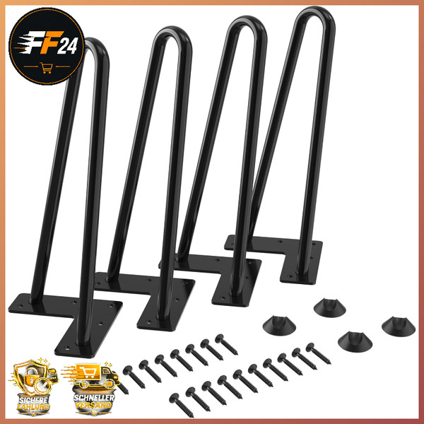 Haarnadel Tischbeine Schwarz Metall 23Cm MöBelfüßE Mit Bodenschoner FüR MöBel-image
