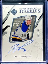 2017 Upper Deck Ultimate Collection Tage Thompson #81 Rookie On Card Auto RC/299. rookie card picture