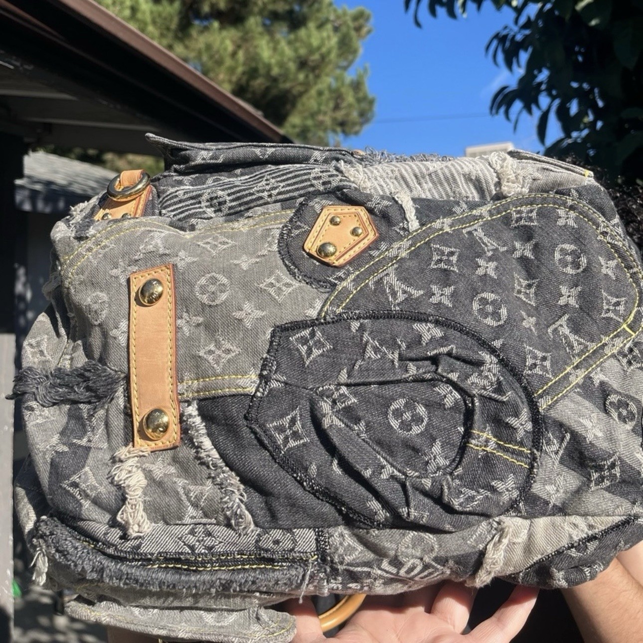 Louis Vuitton Monogram Denim Patchwork Bowly bag … - image 9