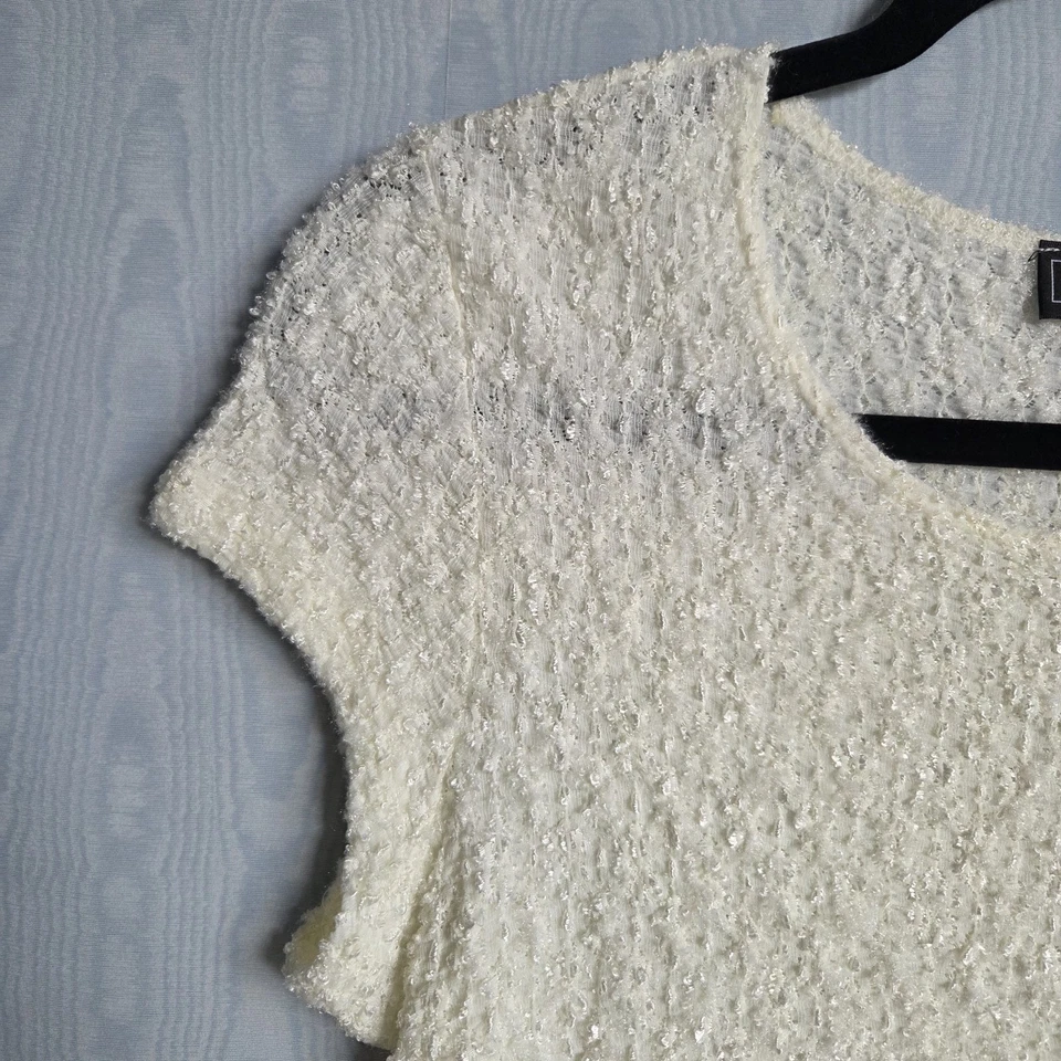 Винтажная детская футболка Elementz XL Y2K Crinkle Fuzzy Popcorn прозрачная эластичная цвета слоновой кости белая - Изображение 2 из 4